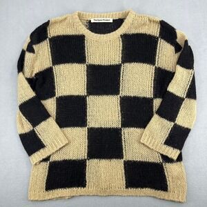 The Open Product Womens Checkerboard Alpaca Wool Blend Sweater Beige Size 2